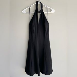 Amanda Uprichard halter black mini fit and flare dress revolve